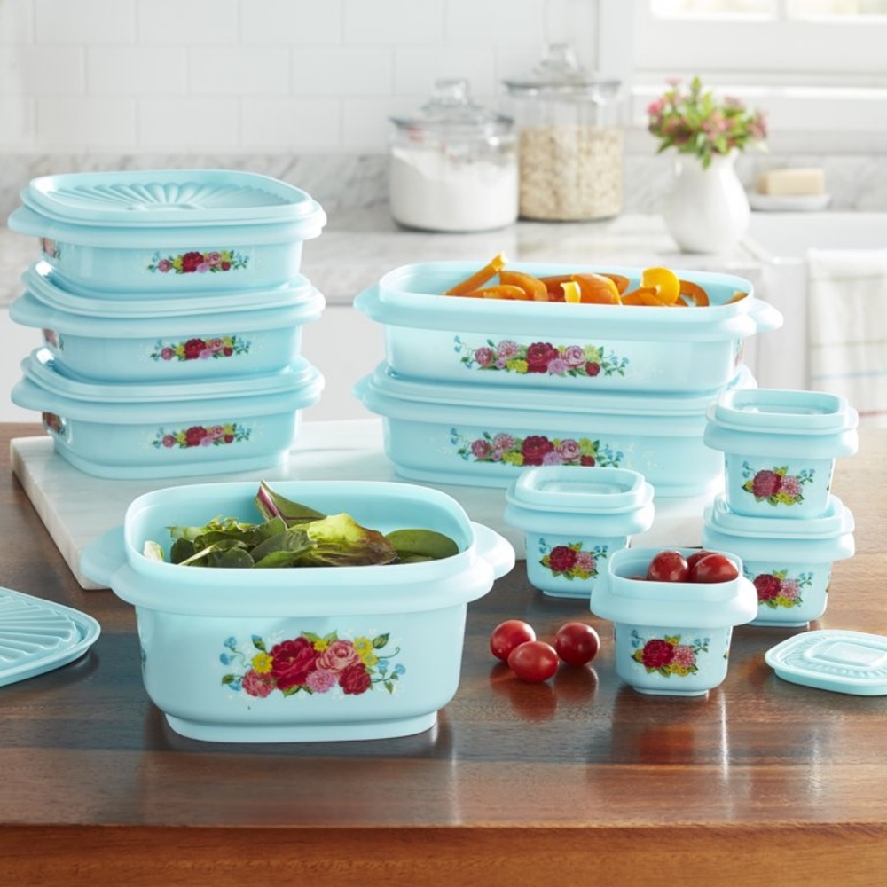 🌺 New Pioneer Woman 20-Piece Assorted Food Storage Set, Sweet Rose Bowls & Lids